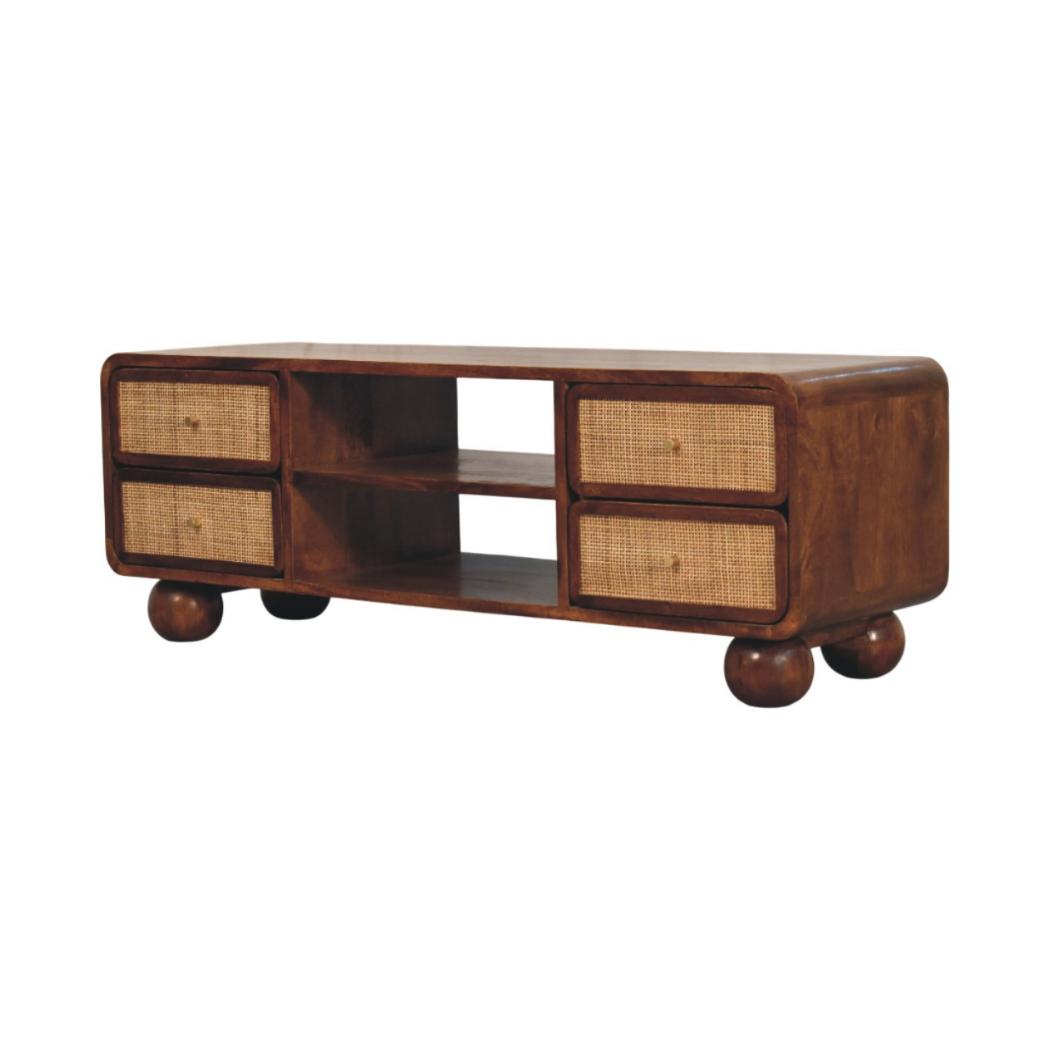 Larissa TV Unit | Solid Mango Wood | Chestnut Finish | 4 Drawers
