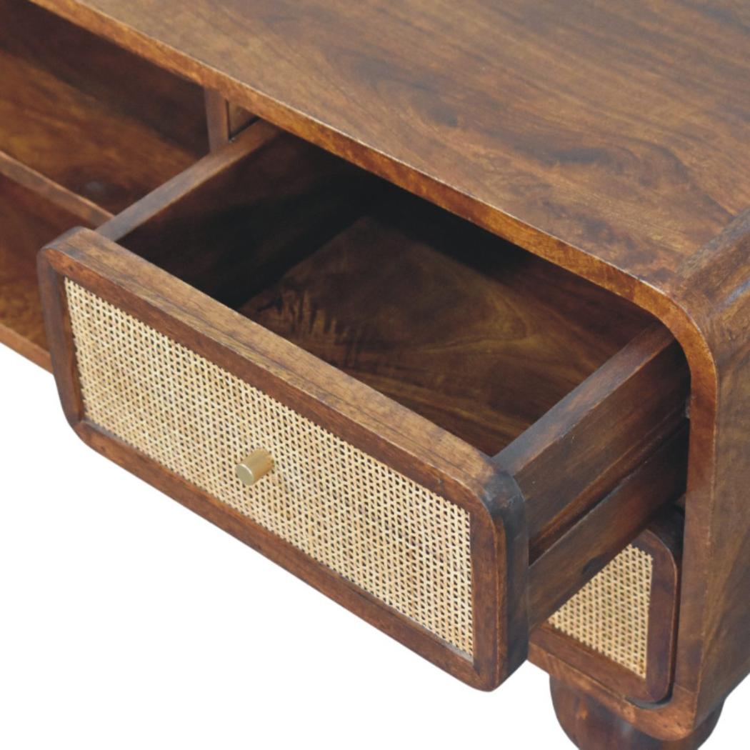 Larissa TV Unit | Solid Mango Wood | Chestnut Finish | 4 Drawers