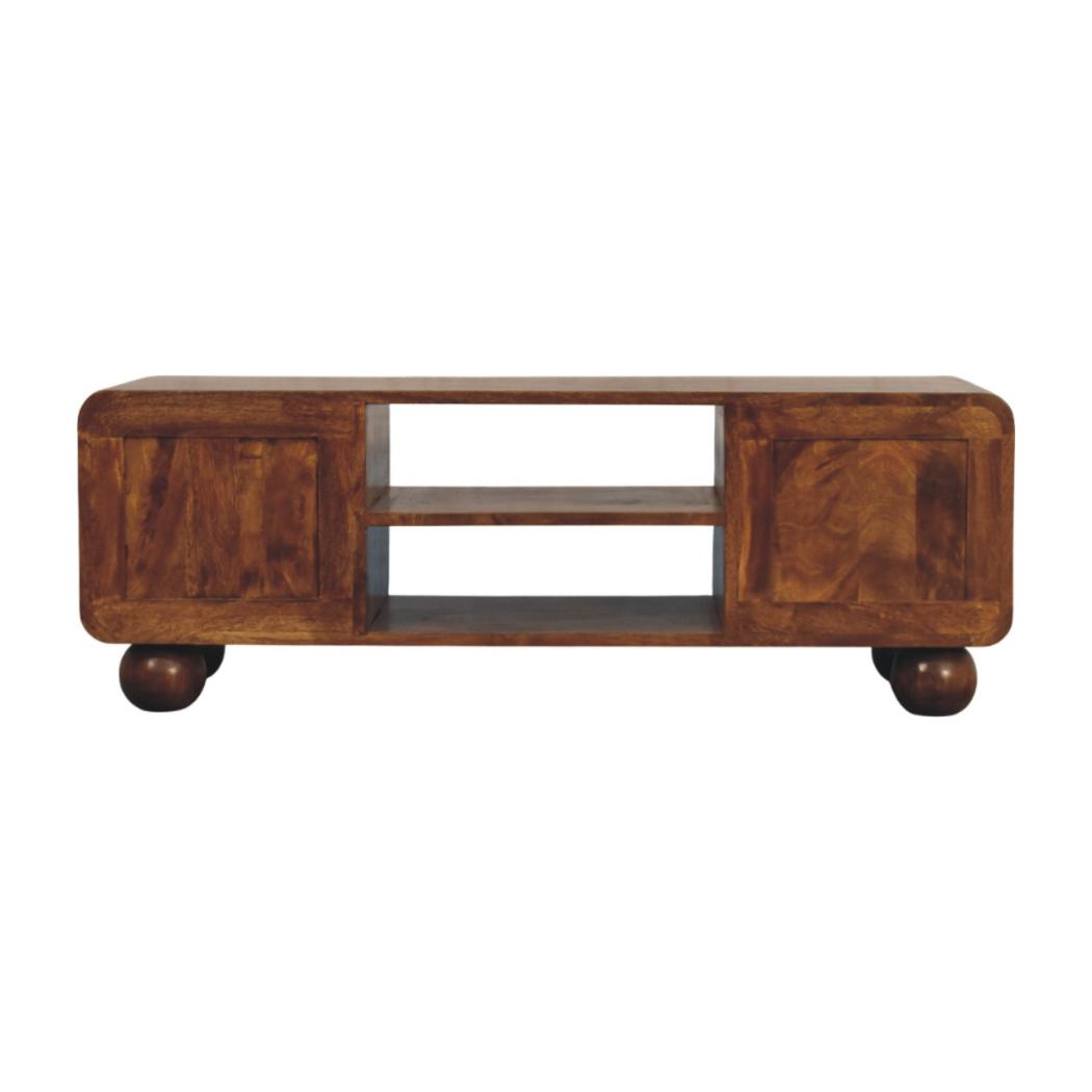 Larissa TV Unit | Solid Mango Wood | Chestnut Finish | 4 Drawers