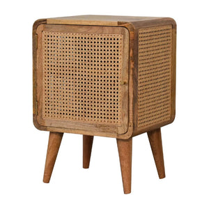 Larissa Woven Door Bedside | Solid Mango Wood & Woven Detail | Natural Wood Finish | Hand-Woven Detail