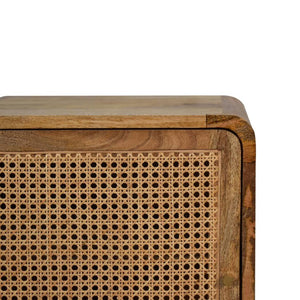 Larissa Woven Door Bedside | Solid Mango Wood & Woven Detail | Natural Wood Finish | Hand-Woven Detail
