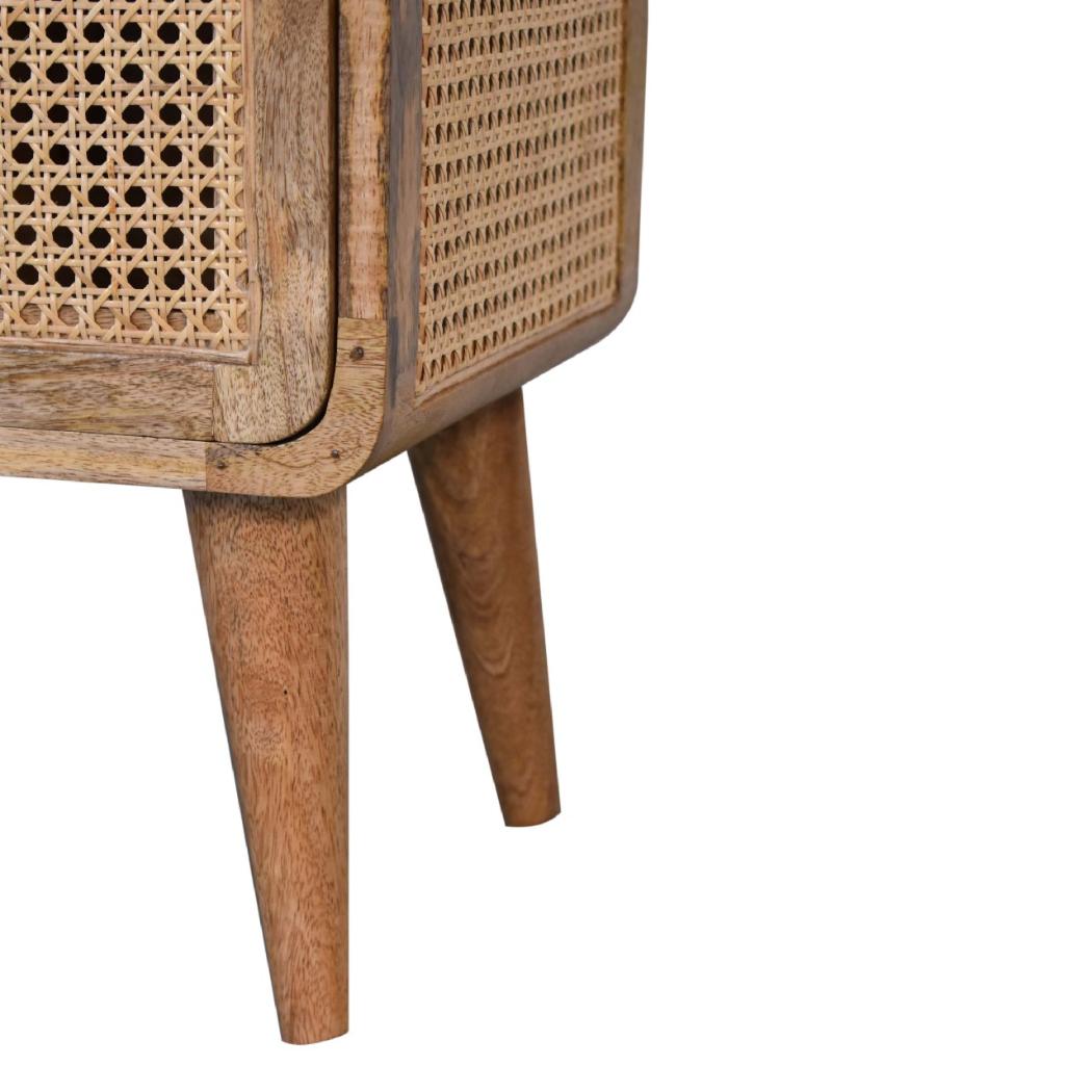 Larissa Woven Door Bedside | Solid Mango Wood & Woven Detail | Natural Wood Finish | Hand-Woven Detail