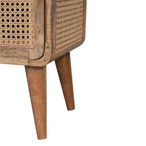 Larissa Woven Door Bedside | Solid Mango Wood & Woven Detail | Natural Wood Finish | Hand-Woven Detail