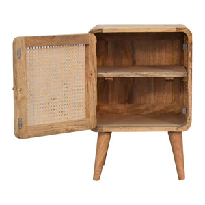 Larissa Woven Door Bedside | Solid Mango Wood & Woven Detail | Natural Wood Finish | Hand-Woven Detail