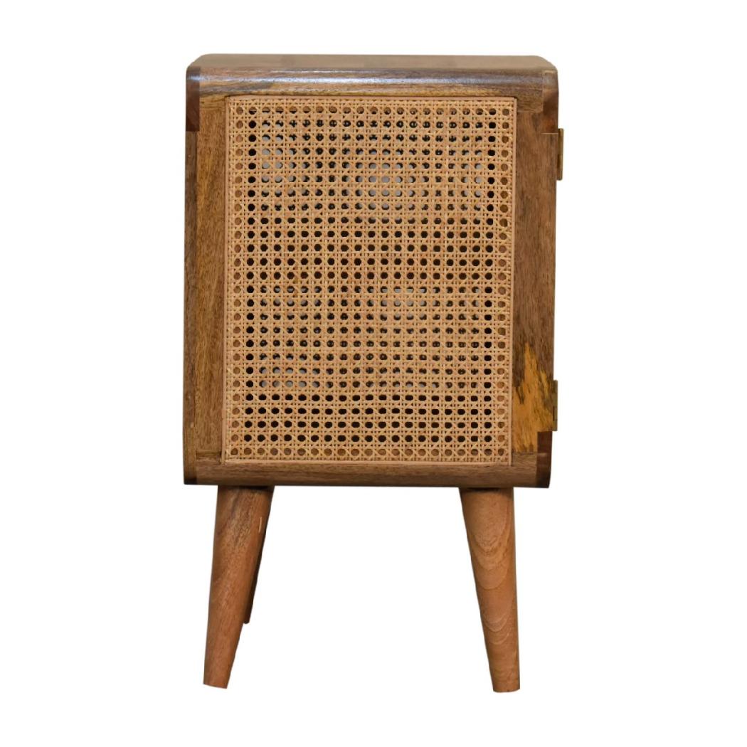 Larissa Woven Door Bedside | Solid Mango Wood & Woven Detail | Natural Wood Finish | Hand-Woven Detail