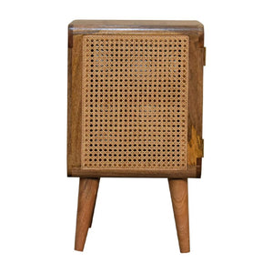 Larissa Woven Door Bedside | Solid Mango Wood & Woven Detail | Natural Wood Finish | Hand-Woven Detail