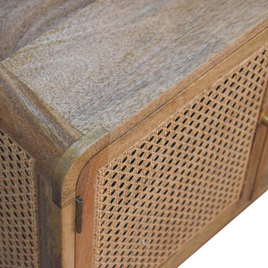 Larissa Woven Media Unit | Solid Mango Wood & Woven Detail | Natural Wood Finish | Hand-Woven Detail