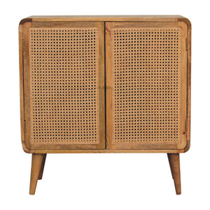 Larissa Woven Storage Cabinet | Solid Mango Wood & Woven Detail | Natural Wood Finish | Hand-Woven Detail