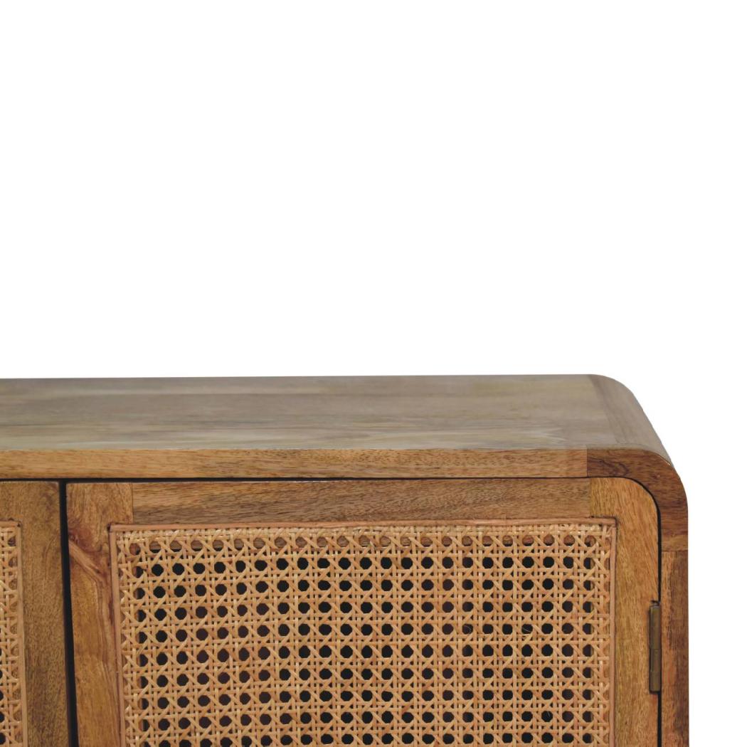 Larissa Woven Storage Cabinet | Solid Mango Wood & Woven Detail | Natural Wood Finish | Hand-Woven Detail