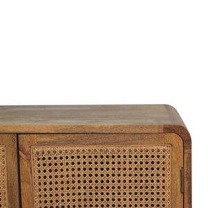 Larissa Woven Storage Cabinet | Solid Mango Wood & Woven Detail | Natural Wood Finish | Hand-Woven Detail