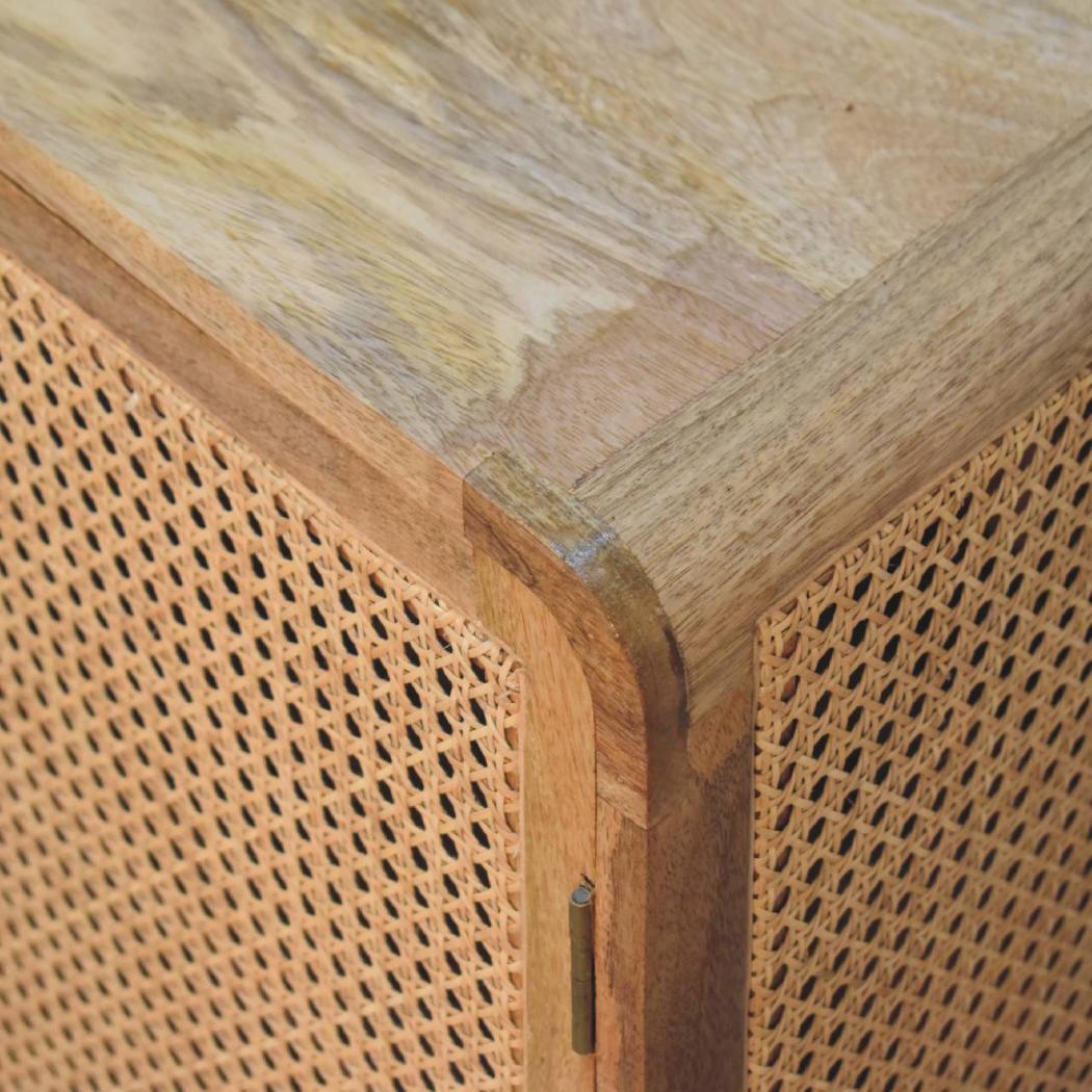 Larissa Woven Storage Cabinet | Solid Mango Wood & Woven Detail | Natural Wood Finish | Hand-Woven Detail