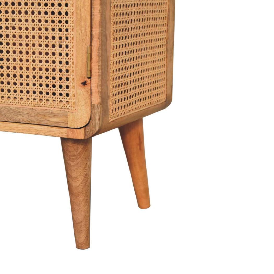 Larissa Woven Storage Cabinet | Solid Mango Wood & Woven Detail | Natural Wood Finish | Hand-Woven Detail