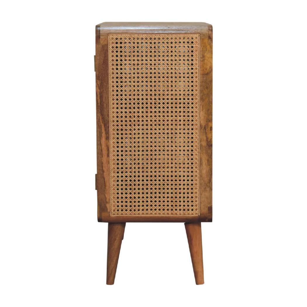 Larissa Woven Storage Cabinet | Solid Mango Wood & Woven Detail | Natural Wood Finish | Hand-Woven Detail