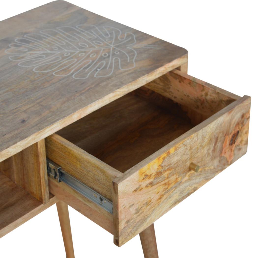 Leaf Embossed Writing Desk | Botanical Detail | Home Office & Study Table