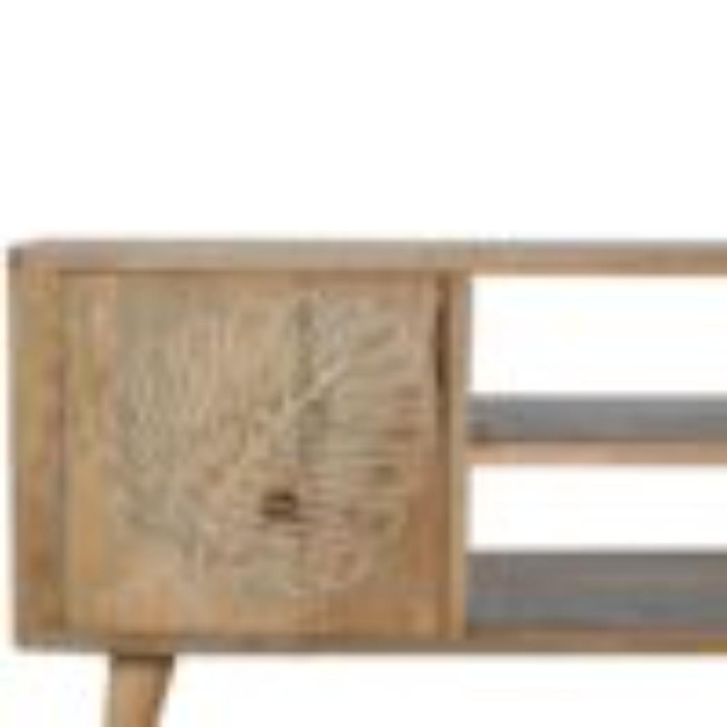 Leaf Resin Entertainment Unit | Solid Mango Wood | Botanical Resin Detail | TV Storage