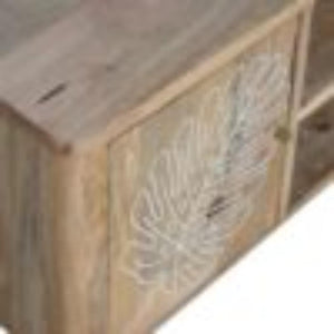 Leaf Resin Entertainment Unit | Solid Mango Wood | Botanical Resin Detail | TV Storage