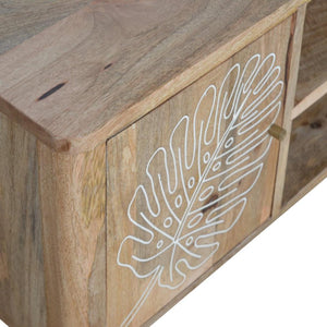 Leaf Resin Entertainment Unit | Solid Mango Wood | Botanical Resin Detail | TV Storage