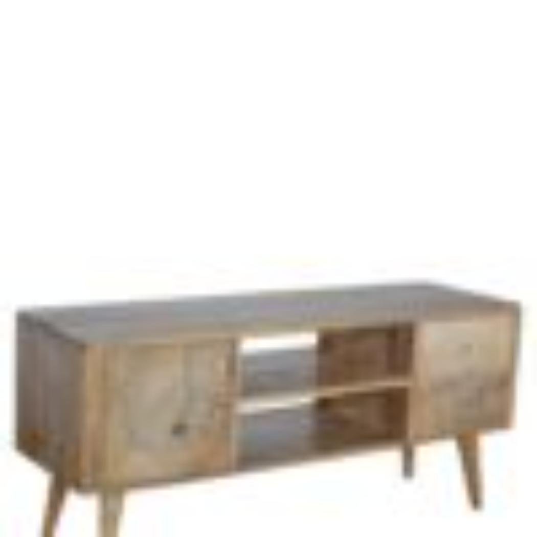 Leaf Resin Entertainment Unit | Solid Mango Wood | Botanical Resin Detail | TV Storage