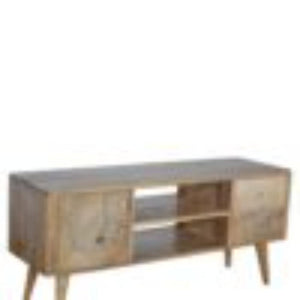 Leaf Resin Entertainment Unit | Solid Mango Wood | Botanical Resin Detail | TV Storage