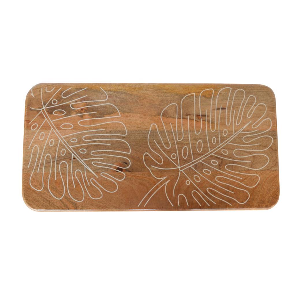 Leaf Resin Print Bench | Botanical Detail | Decorative Accent Seating