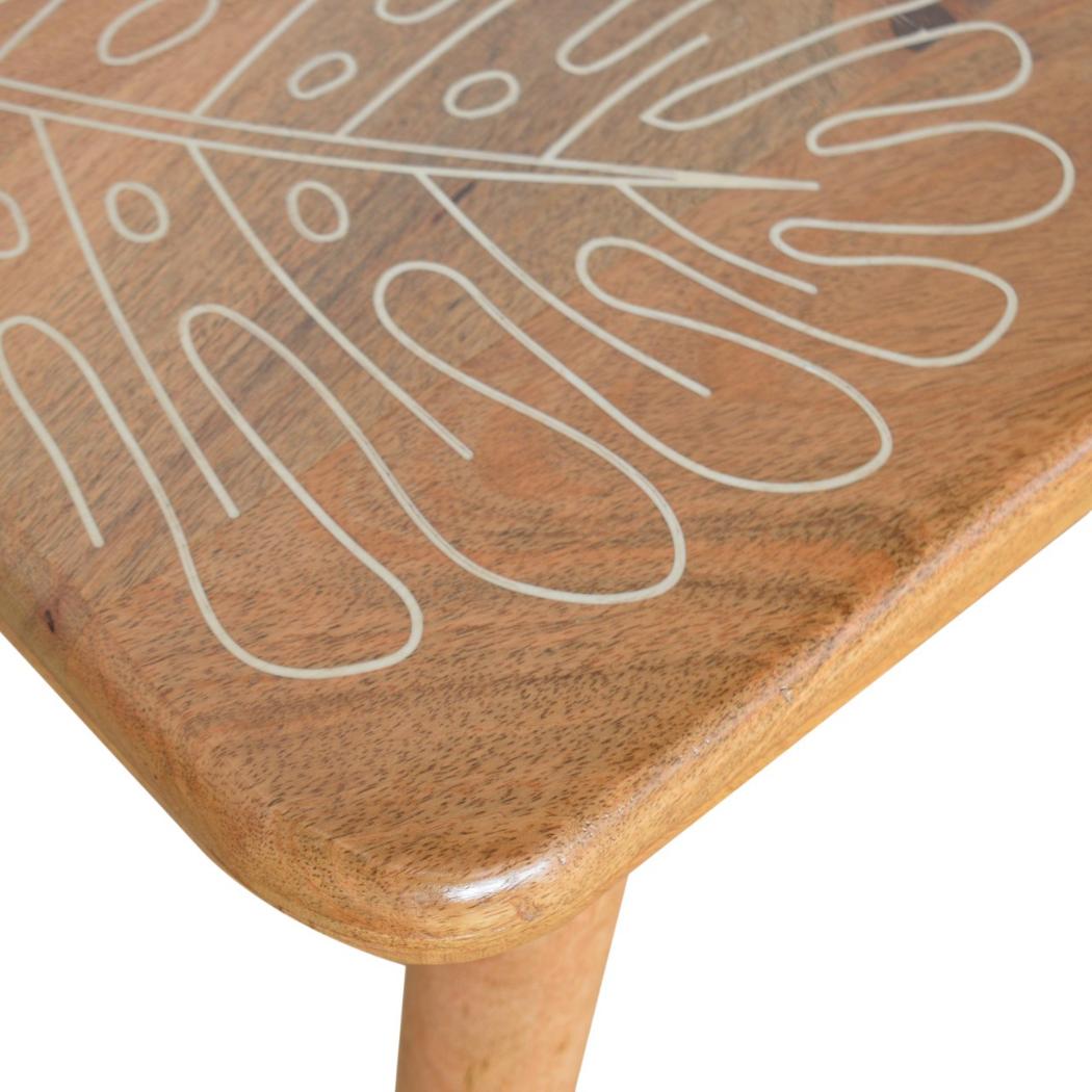 Leaf Resin Print Bench | Botanical Detail | Decorative Accent Seating