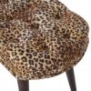 Leopard Print Deep Button Bench | Upholstered Seat | Solid Mango Wood Frame | Statement Seating