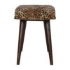 Leopard Print Deep Button Bench | Upholstered Seat | Solid Mango Wood Frame | Statement Seating