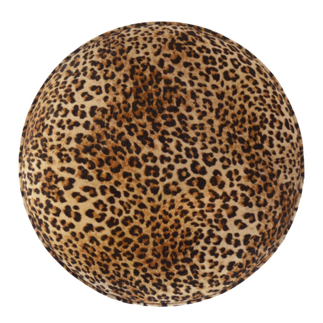 Leopard Print Footstool | Upholstered Seat | Nordic Style Legs | Compact Accent Stool