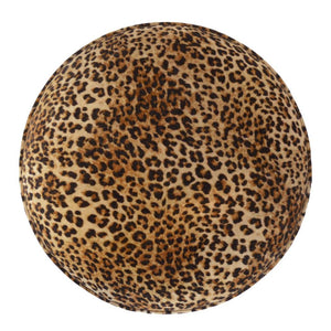 Leopard Print Footstool | Upholstered Seat | Nordic Style Legs | Compact Accent Stool