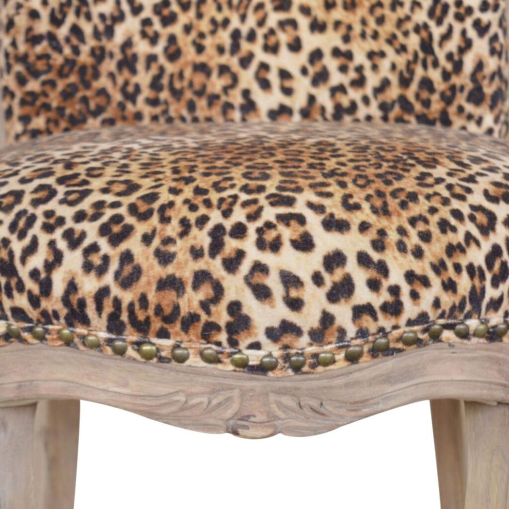 Leopard Print Studded Accent Chair | Upholstered Statement Seating | Living Room Furniture