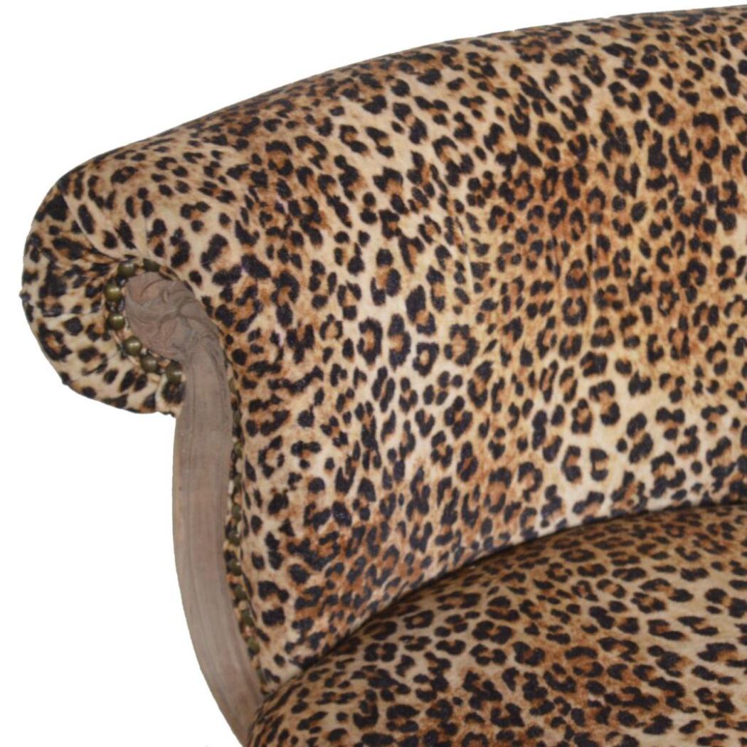 Leopard Print Studded Accent Chair | Upholstered Statement Seating | Living Room Furniture