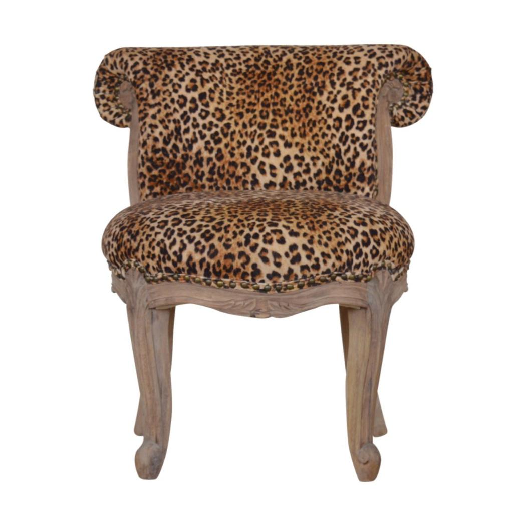 Leopard Print Studded Accent Chair | Upholstered Statement Seating | Living Room Furniture