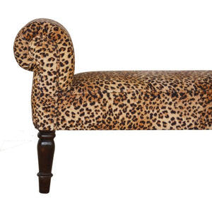 Leopard Print Velvet Bench | Upholstered Accent Seat | Bedroom & Hallway Furniture