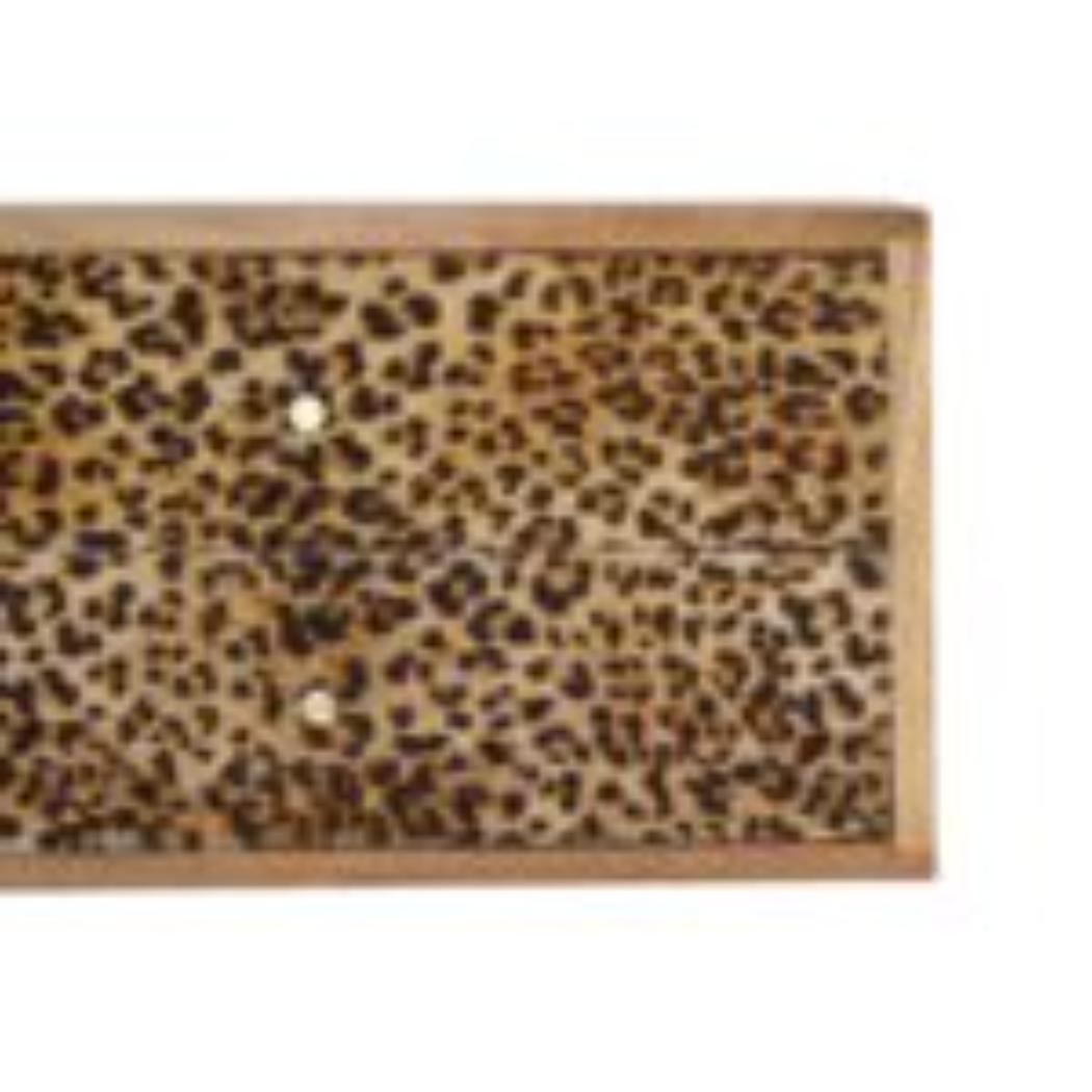 Leopard Print Wall-Mounted Bedside Table | Solid Mango Wood | Statement Storage