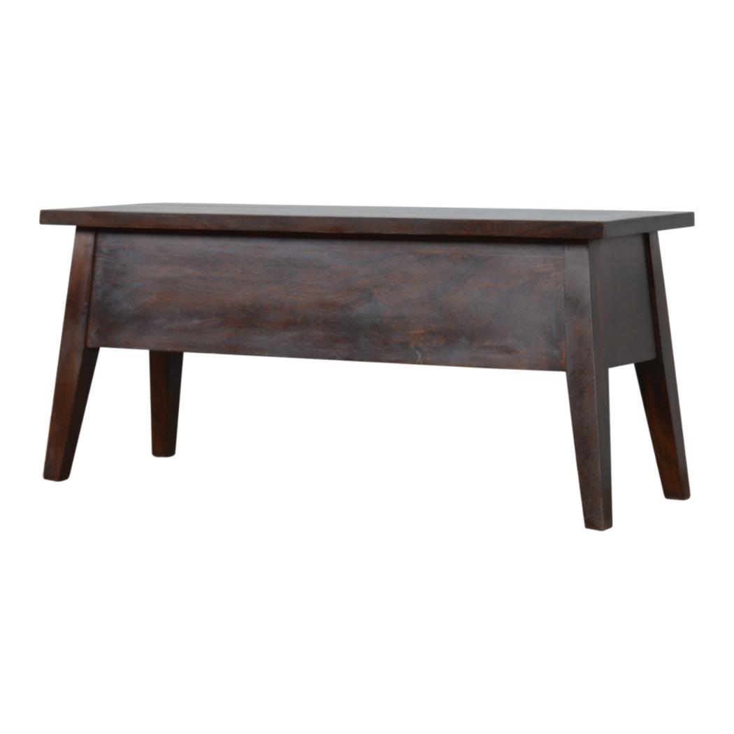 Lift-Up Storage Bench | Solid Mango Wood | Chestnut Finish | Hallway & Bedroom
