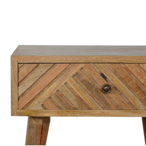 Lille Bedside Table | Hand-Carved Mango Wood Design | Oak Finish Bedroom Furniture