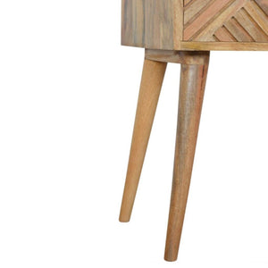 Lille Bedside Table | Hand-Carved Mango Wood Design | Oak Finish Bedroom Furniture