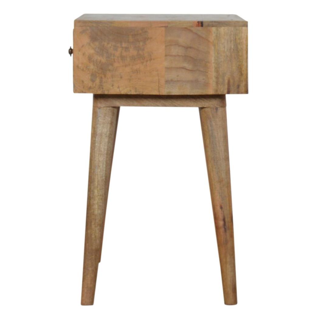 Lille Bedside Table | Hand-Carved Mango Wood Design | Oak Finish Bedroom Furniture