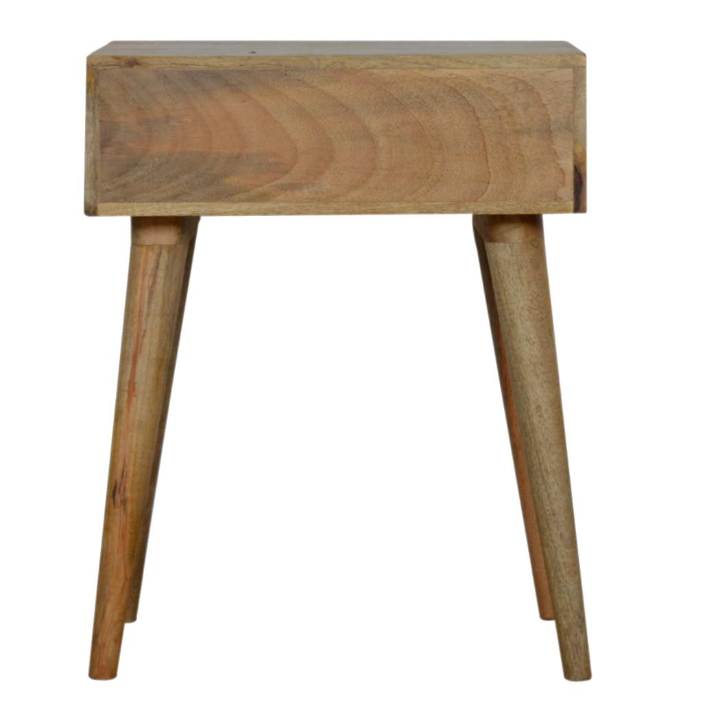 Lille Bedside Table | Hand-Carved Mango Wood Design | Oak Finish Bedroom Furniture