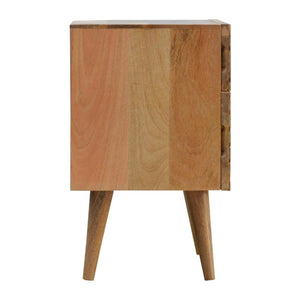 Lille Carved Mango Wood Bedside Table | 2 Drawers