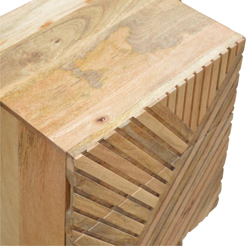 Lille Carved Mango Wood Bedside Table | 2 Drawers
