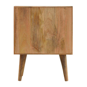Lille Carved Mango Wood Bedside Table | 2 Drawers