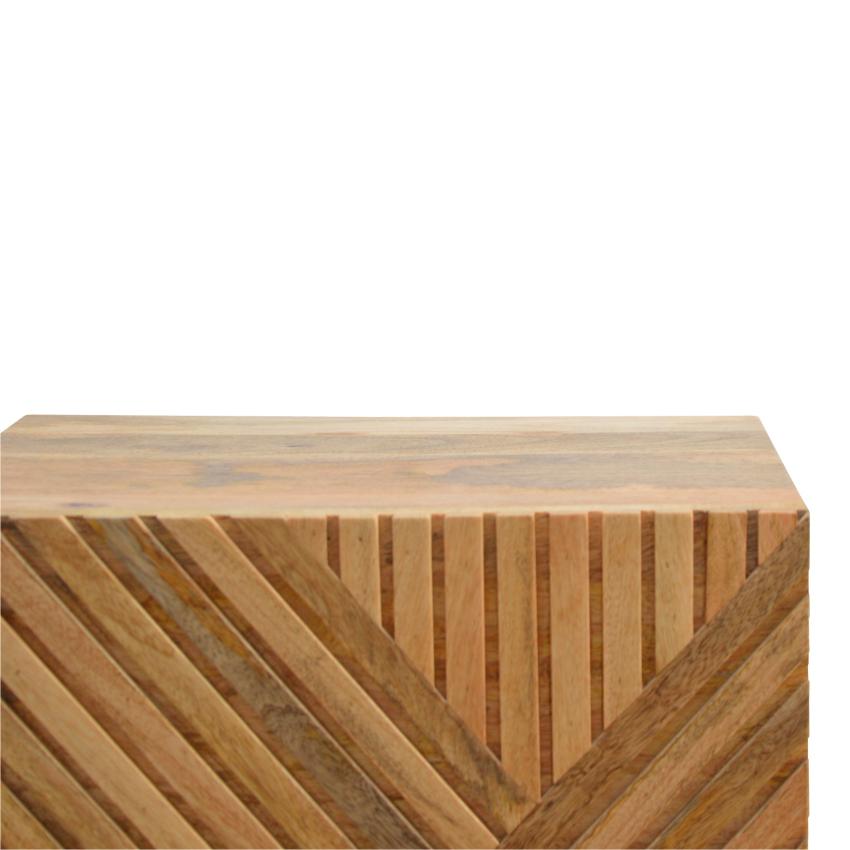 Lille Carved Mango Wood Bedside Table | 2 Drawers