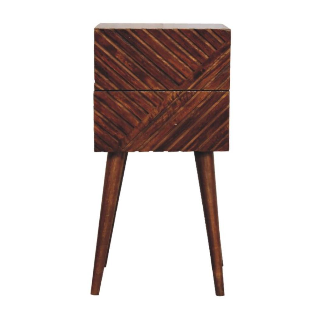 Lille Mini Bedside Table | Chestnut Finish | Compact Bedroom Storage