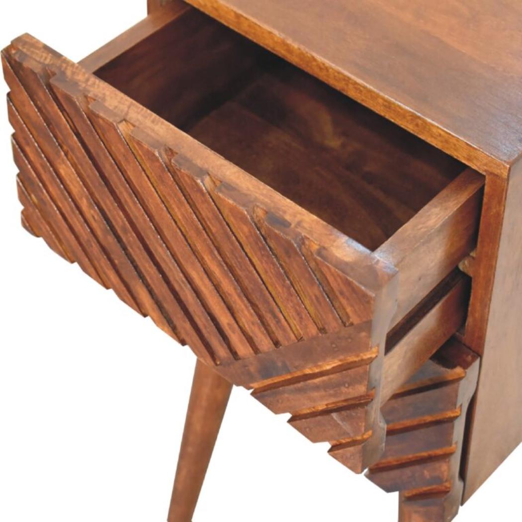 Lille Mini Bedside Table | Chestnut Finish | Compact Bedroom Storage