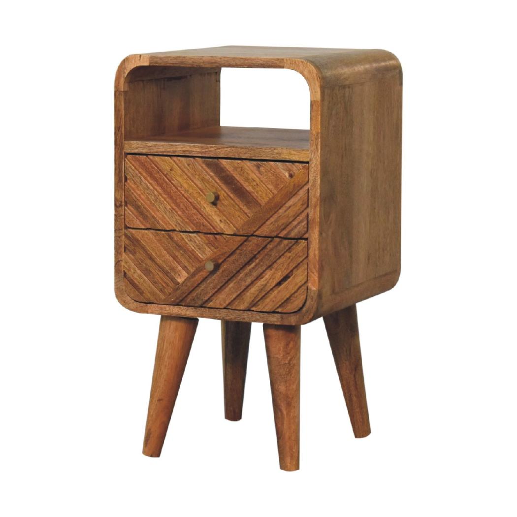 Lille Mini Curved Bedside Table | Compact Bedroom Storage