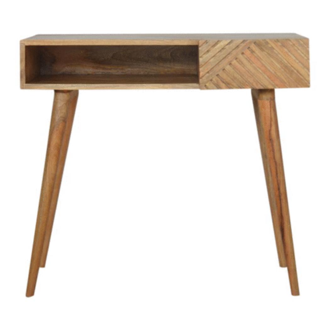 Lille Writing Desk | Solid Mango Wood | Natural Finish | Compact Home Office Table