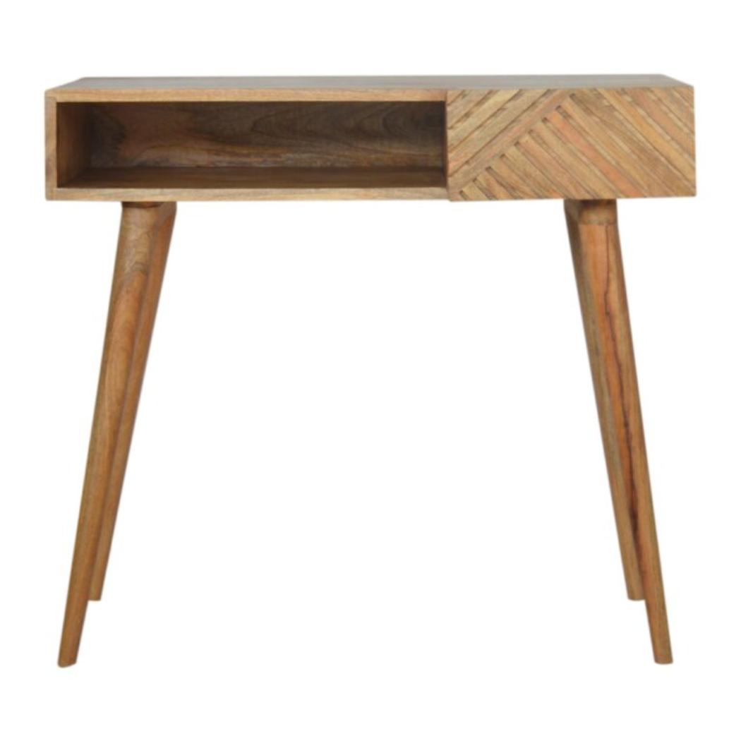 Lille Writing Desk | Solid Mango Wood | Natural Finish | Compact Home Office Table