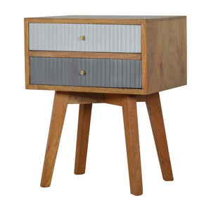 Line Grey Painted Bedside Table | Textured Front | Compact Bedroom Storage