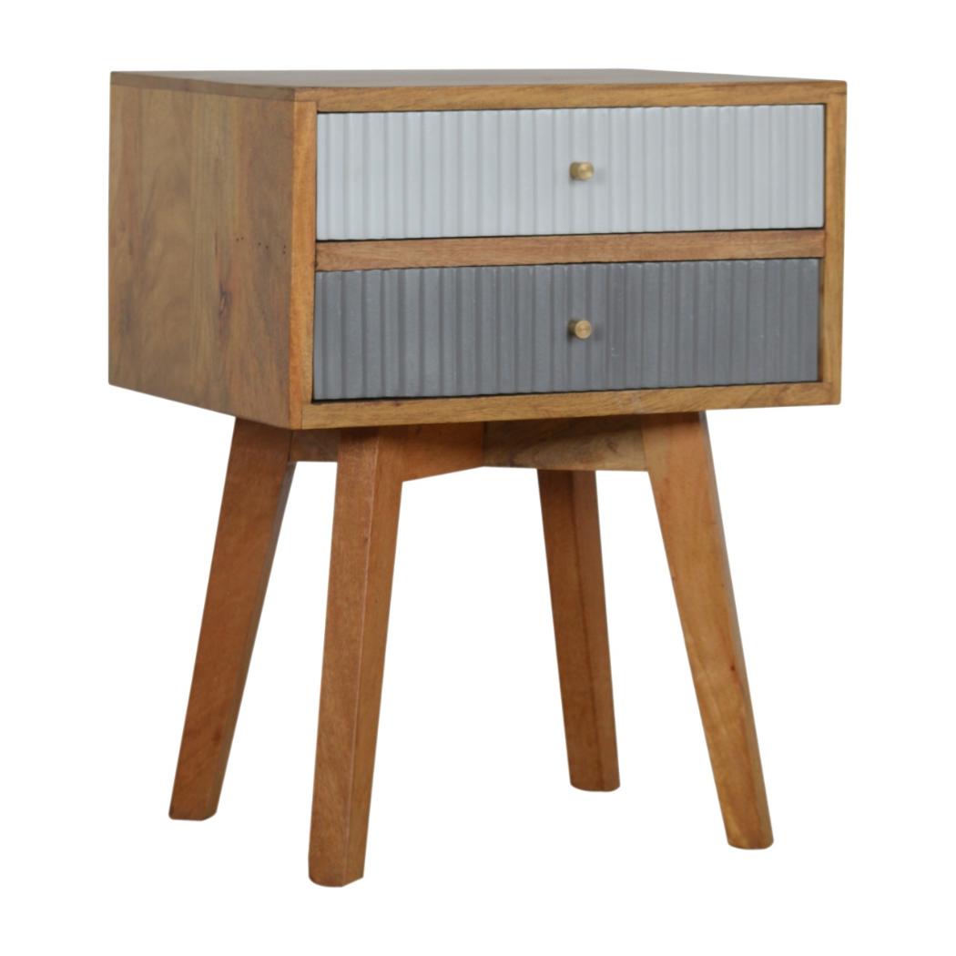 Line Grey Painted Bedside Table | Textured Front | Compact Bedroom Storage